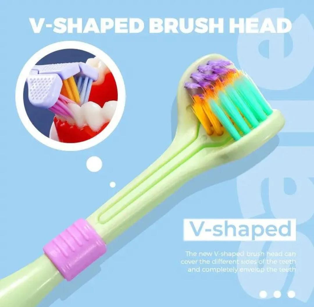 Three Sided Soft Hair Toothbrush Wrap Around Deep Cleaning Manual Toothbrush for Adults & Children