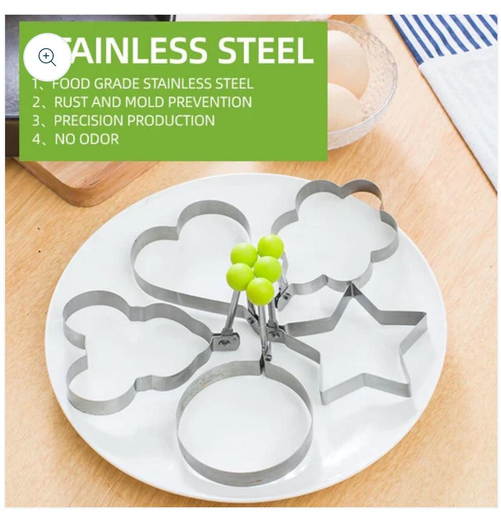 4 Pcs Stainless Steel Fried Egg Moulds