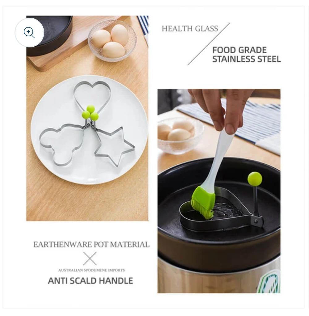 4 Pcs Stainless Steel Fried Egg Moulds