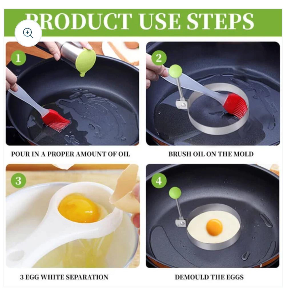 4 Pcs Stainless Steel Fried Egg Moulds