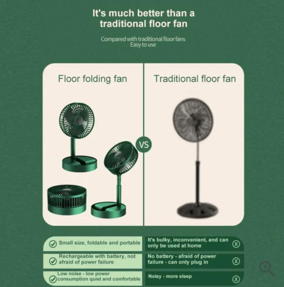 Rechargeable Fan Mini Foldable Telescopic Fan - USB Foldable Table Desk Fan