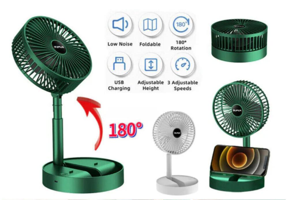 Rechargeable Fan Mini Foldable Telescopic Fan - USB Foldable Table Desk Fan