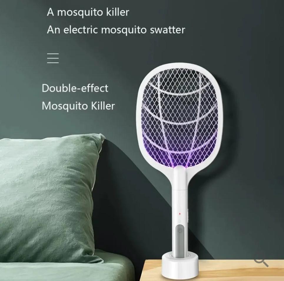 Electric Mosquito Swatter Killer Racket - Powerful USB Rechargeable, 3-Layer Fly Killer Lamp for Instant Bug Zapping