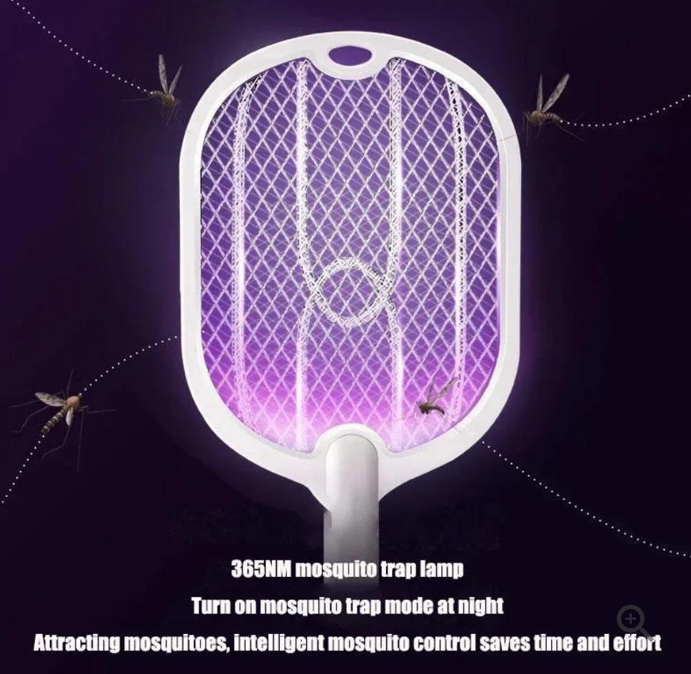 Electric Mosquito Swatter Killer Racket - Powerful USB Rechargeable, 3-Layer Fly Killer Lamp for Instant Bug Zapping