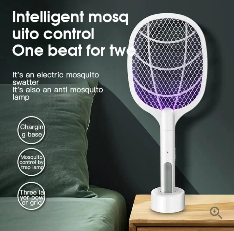 Electric Mosquito Swatter Killer Racket - Powerful USB Rechargeable, 3-Layer Fly Killer Lamp for Instant Bug Zapping