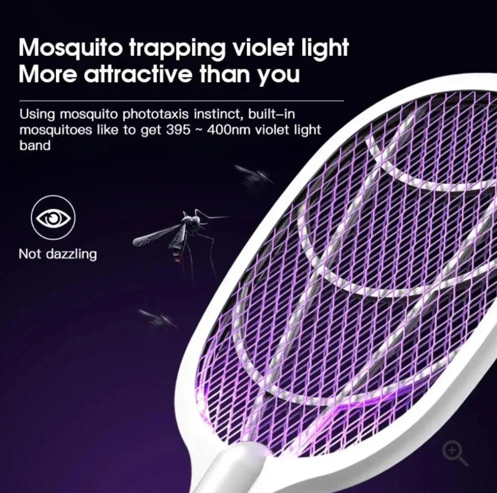 Electric Mosquito Swatter Killer Racket - Powerful USB Rechargeable, 3-Layer Fly Killer Lamp for Instant Bug Zapping