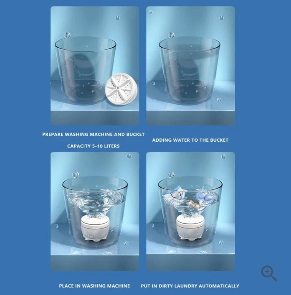 Mini Washing Machine Portable Ultrasonic Turbine Washer
