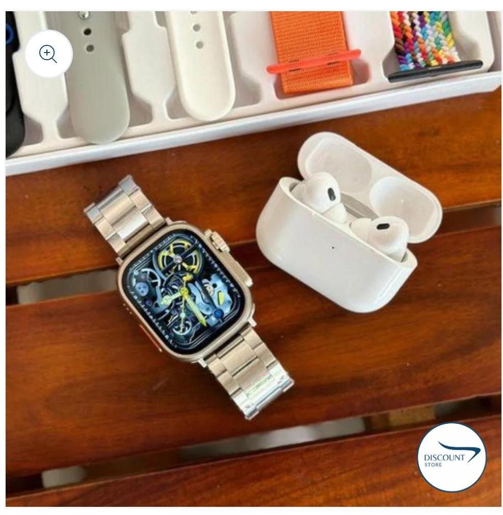 I20 Ultra Watch Max Suit Smart Watch + Earbuds (10 in 1 Set)